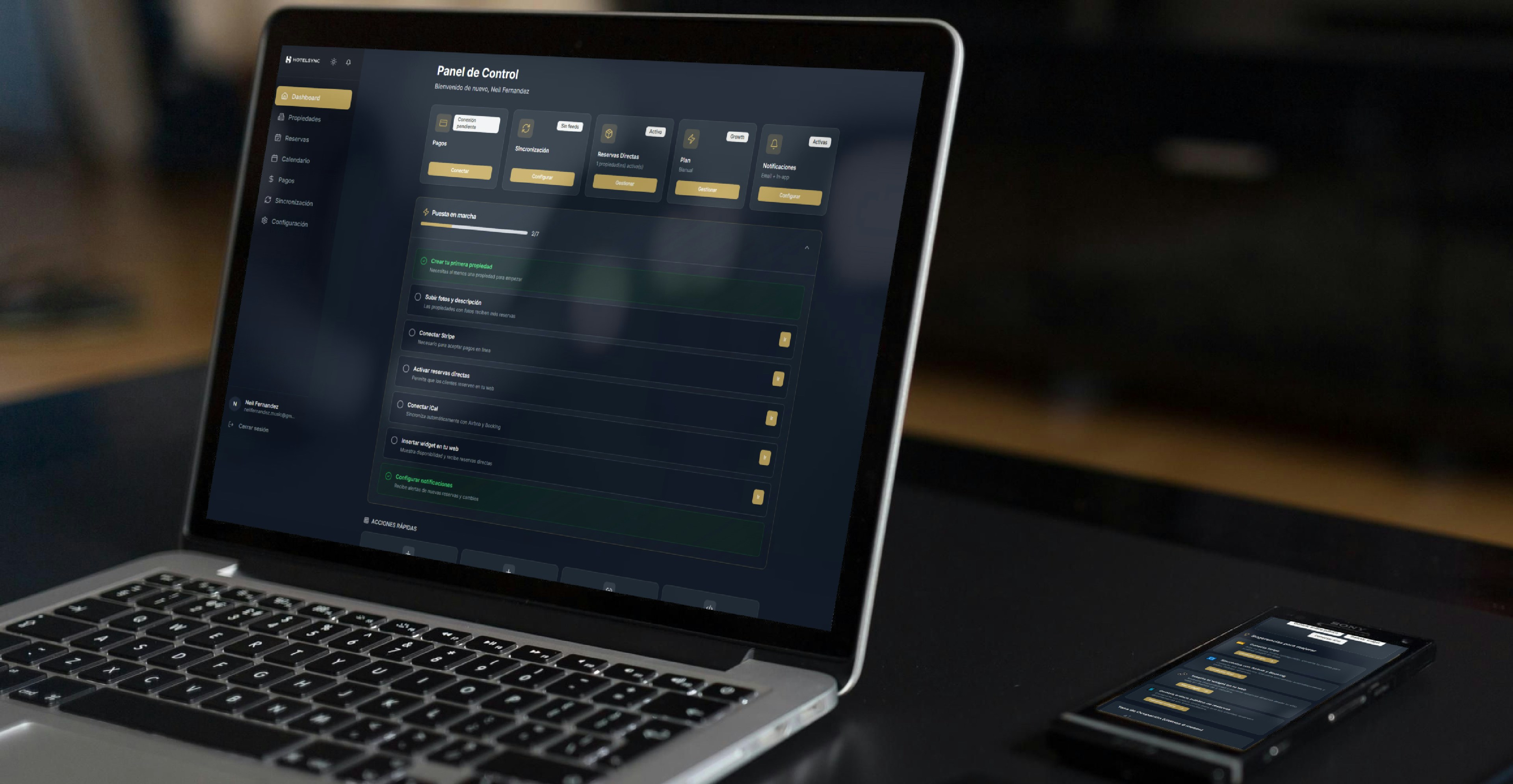 Laptop and phone showing a business dashboard
